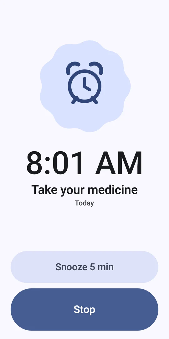 BeAlarm on Android: an alarm ringing