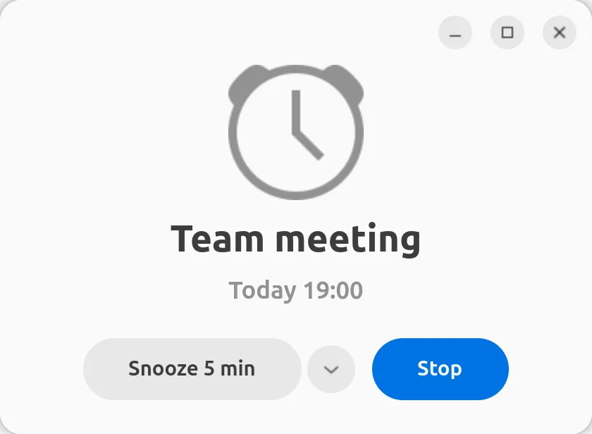 BeAlarm on GNOME: an alarm ringing